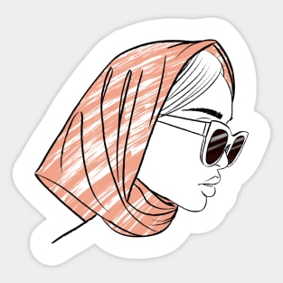 beautiful girl in a pink bandana and sunglasses Sticker